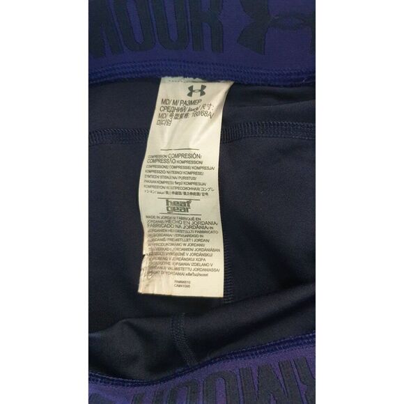 Under Armour Womens Athletic Pants M Blue White Cropped Compression Leggings - Picture 6 of 7
